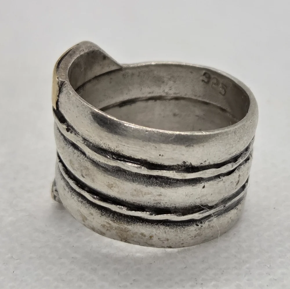 Sterling Silver 925 with Gold 18k Accent Ring Size 6.5 - Picture 5 of 6